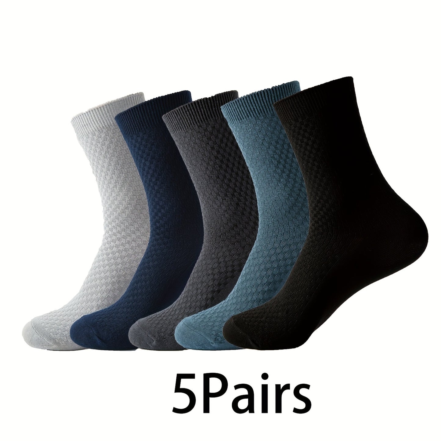 Men's bamboo fiber crew socks, anti odor & sweat absorption, comfortable, breathable, elastic sport socks for all seasons