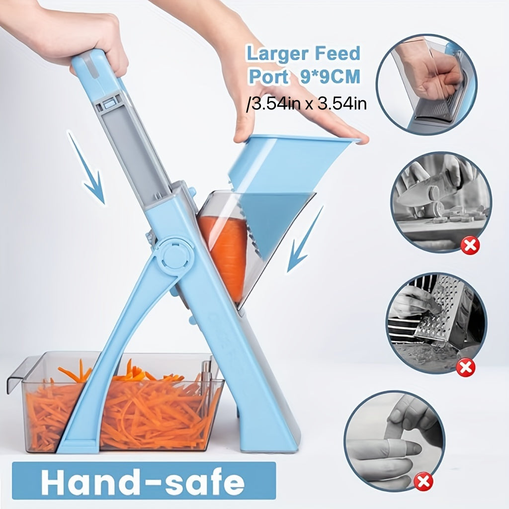 Stainless Steel Blade Manual Mandoline Slicer for Adjustable Thickness Julienne & Dicing, Large Vegetable Chopper, ABS Material, Rectangle Shaped Blade, No Electricity Required