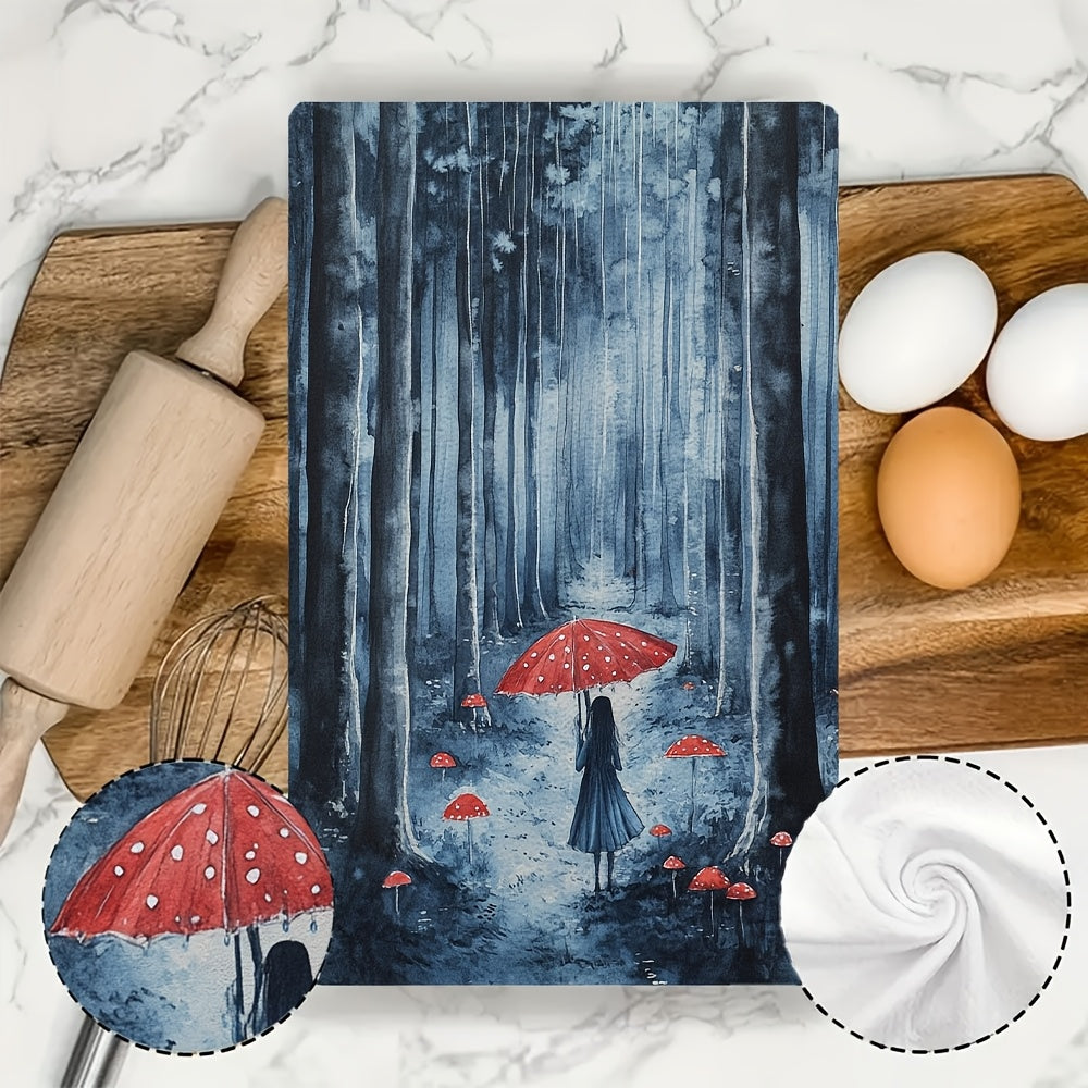 Get your hands on a set of two ultra-soft kitchen towels that showcase the mesmerizing beauty of a rain-soaked forest. These highly absorbent dish and hand towels are ideal for holiday decoration and can be easily cleaned in the washing machine. Each