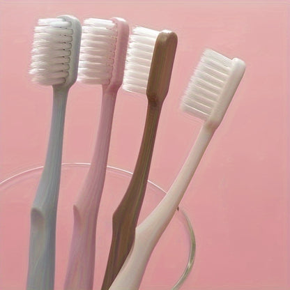 PUMPLUX 4pcs Soft Bristle Toothbrushes - Gentle on Gums, Sensitive Teeth & Travel, with Protective Caps.