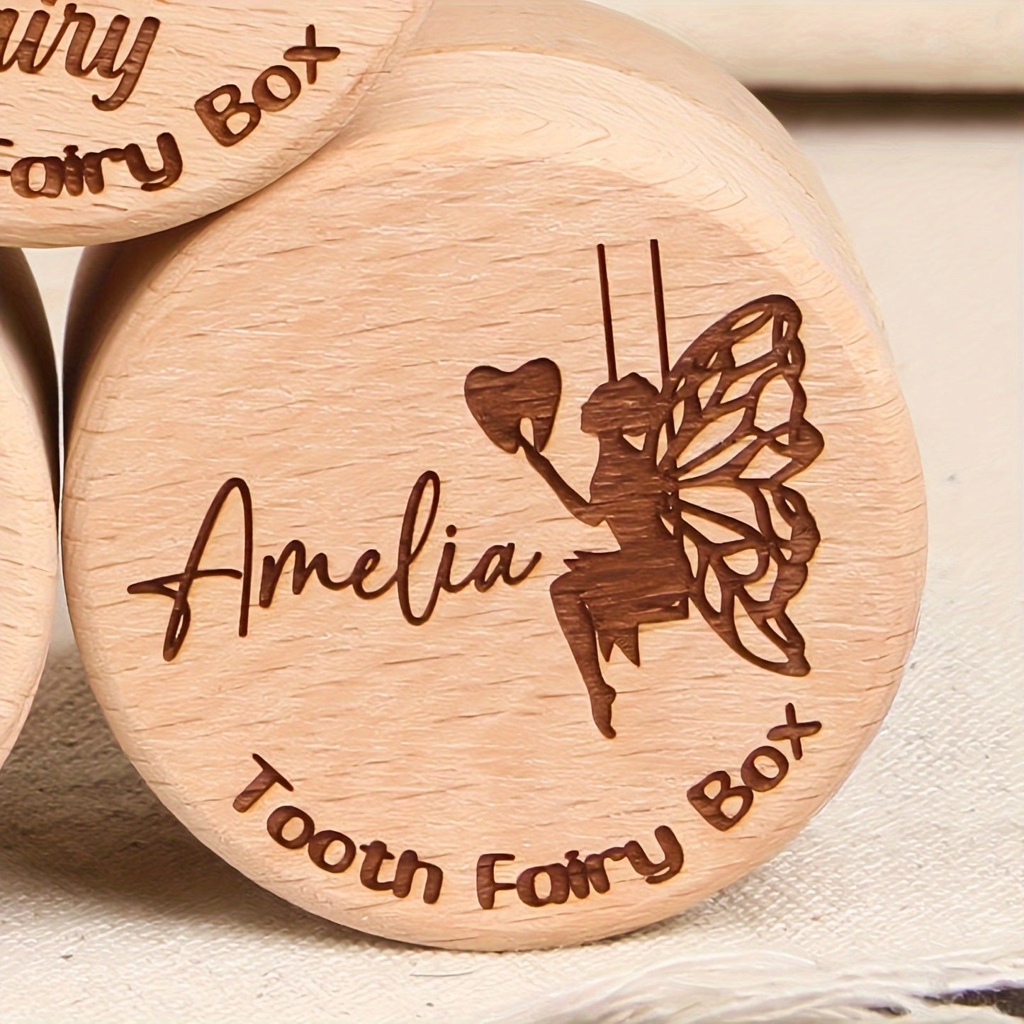 Customized Wooden Tooth Fairy Box with Gift Box, Personalized Baby Tooth Keepsake Box for Infants, New Mothers, and Baby Shower Presents.