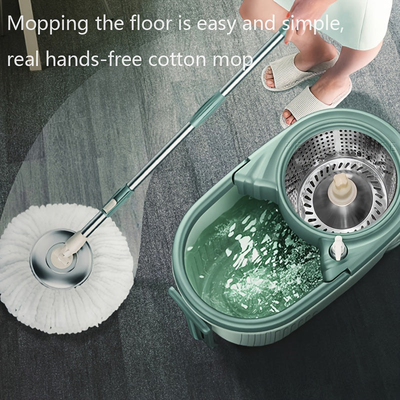 Get the convenient 1Set Hands-Free Wash Rotating Mop and Bucket Set with 3 replacement mop head refills. This mop is perfect for wet and dry use, dust removal, and cleaning hardwood, laminate, tile, and wooden floors. It's a must-have cleaning tool and