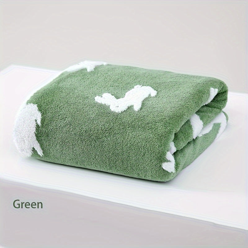 1pc Rabbit Jacquard Design Bath Towel, 69.98*139.98cm, Household Cute and Super Soft, Absorbent Bathroom Towel.