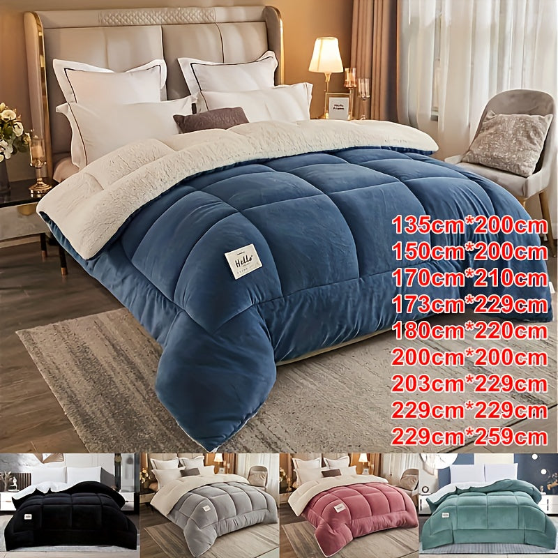 Contemporary Reversible Plaid Comforter - All-Season Quilted Duvet Insert with Box Stitch, Made of Ultra Soft Milk Velvet Fabric and Medium Weight Polyester Fill. This Multipurpose Comforter is Machine Washable and Comes in 9 Sizes. Perfect for a