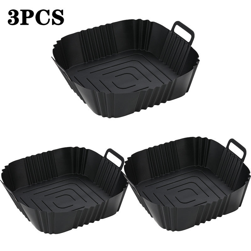 Set of 3 Non-Stick Silicone Air Fryer Baskets, Safe for Oven Use, Food-Grade Accessories for Versatile Cooking