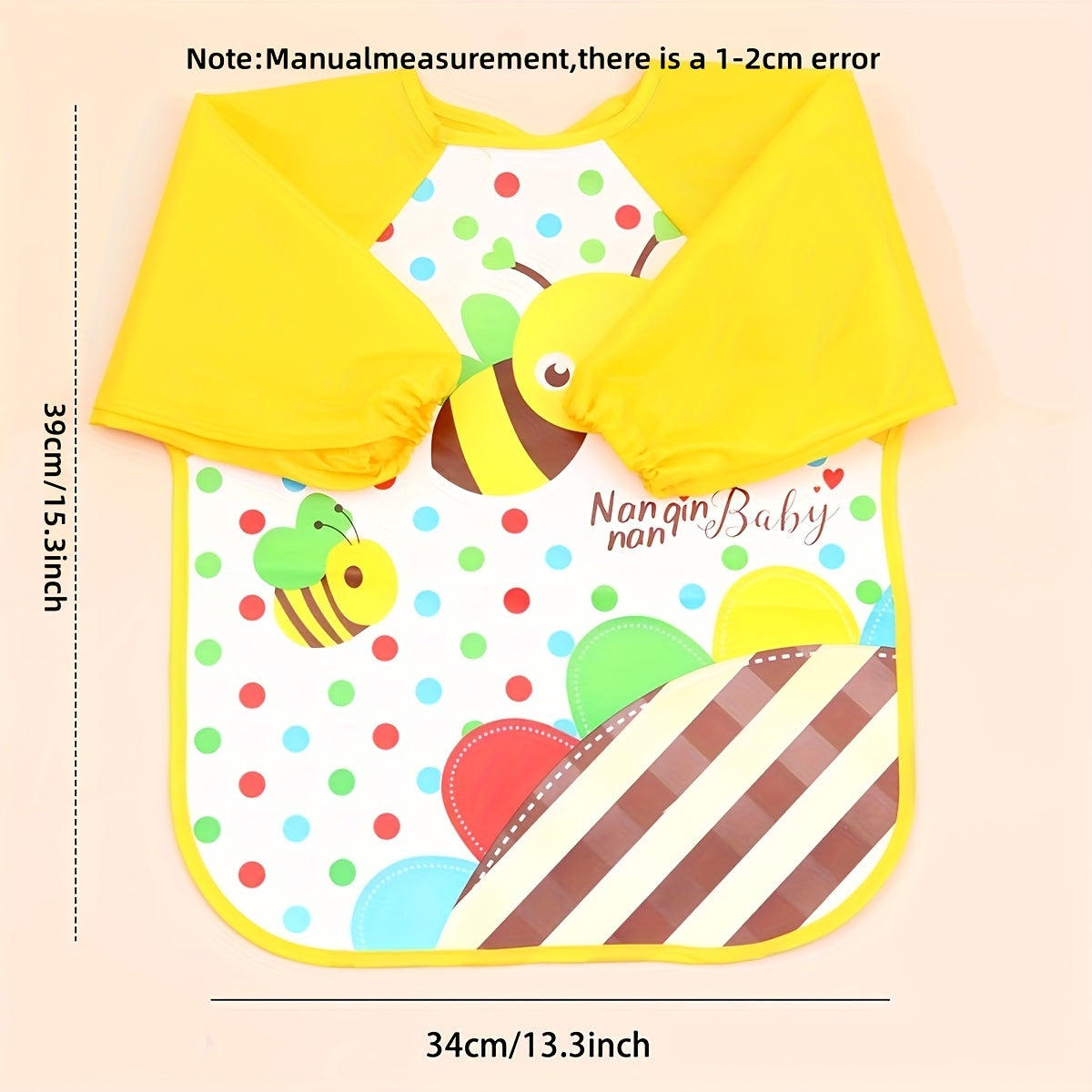 Durable Water-resistant Apron with Cartoon Print, Reversible, Long-sleeved, for Mess-free Eating