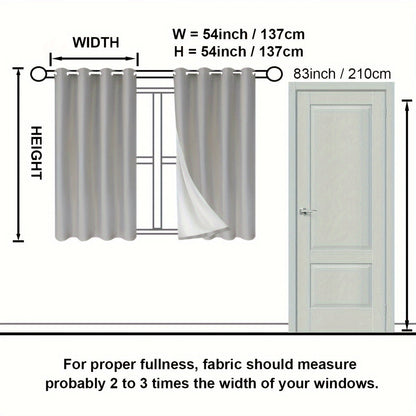 Suhuan Top Curtains, 2PC Set of 100% Blackout Insulation Soundproof Curtains with White Lining, Ideal for Bedroom, Office, Living Room, and Home Decor