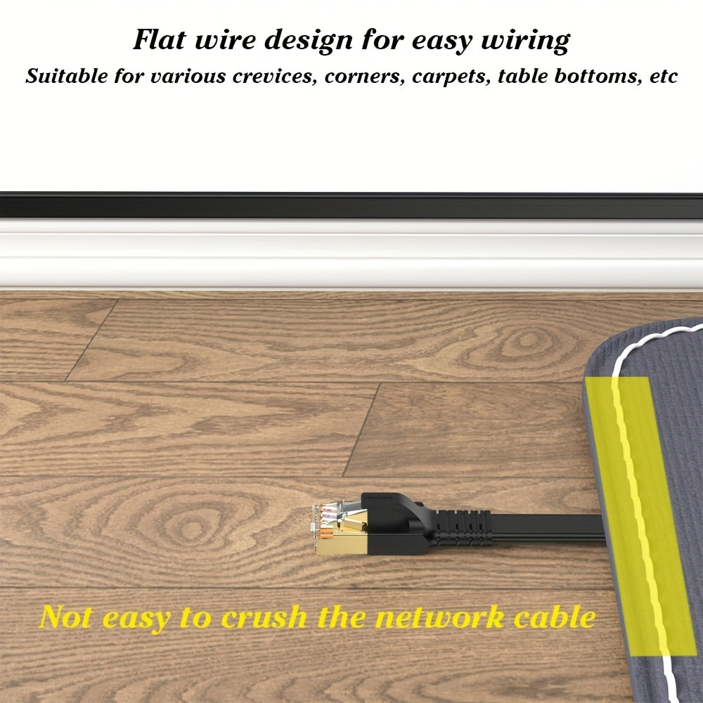 RJ45 flat Cat8 Ethernet cable with 2000MHz and 40Gbps max speed for PS5, laptops, and MacBook Pro Air.