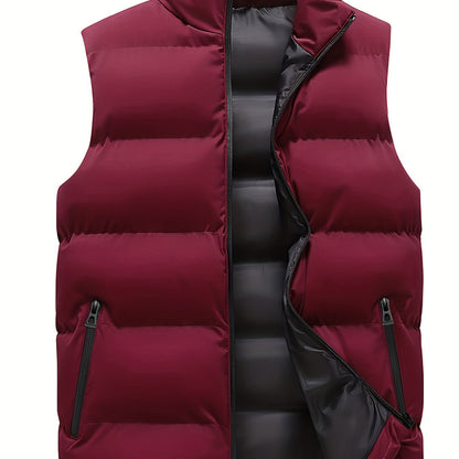 Men's stand collar casual vest, thin and loose fitting fashion.