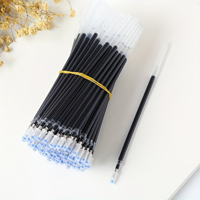 100pcs Gel Pen Refills in Red, Blue, and Black Ink, 0.5mm, ideal for office and school writing supplies.