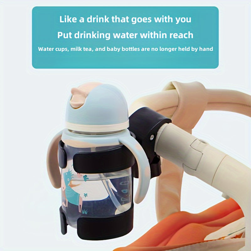 Sturdy PP Rotating Stroller & Bike Cup Holder - Versatile Water Bottle Mount for Outdoor Activities with 360° Rotation