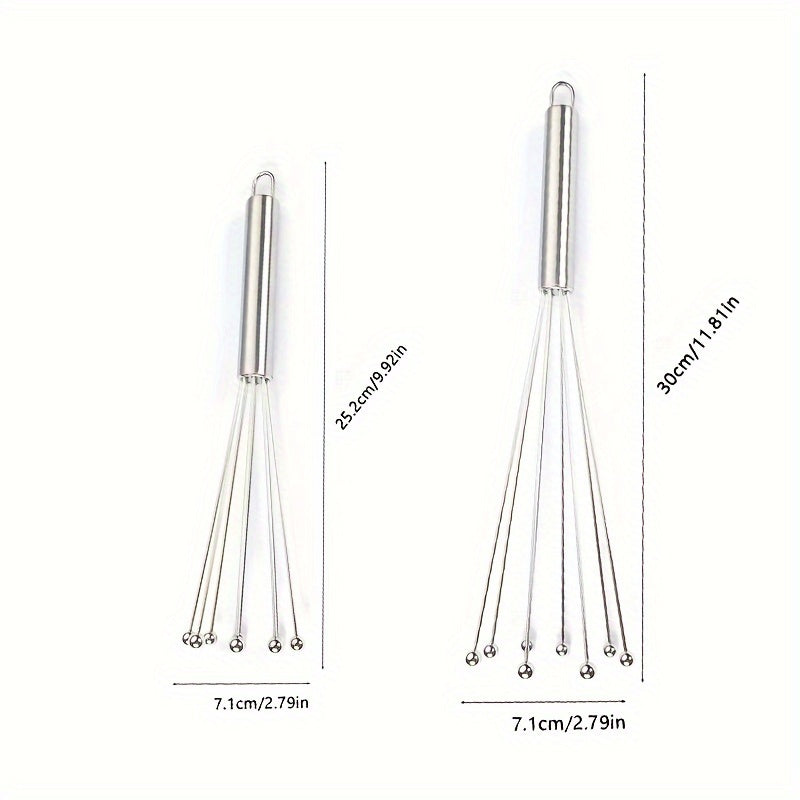 One piece or two pieces of a 25.4cm/30.48cm stainless steel ball whisk, perfect for mixing eggs, creams, and other ingredients in the kitchen during baking.