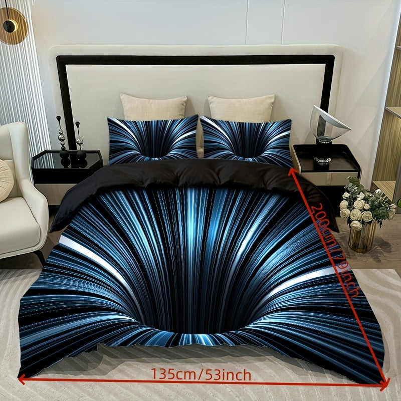 Get the 3-piece 3D Vortex Quilt Cover Set today! This set includes one quilt cover and two pillowcases (pillowcases do not include core). Featuring digital printing technology for high definition printing, this set is made from 100% polyester fiber