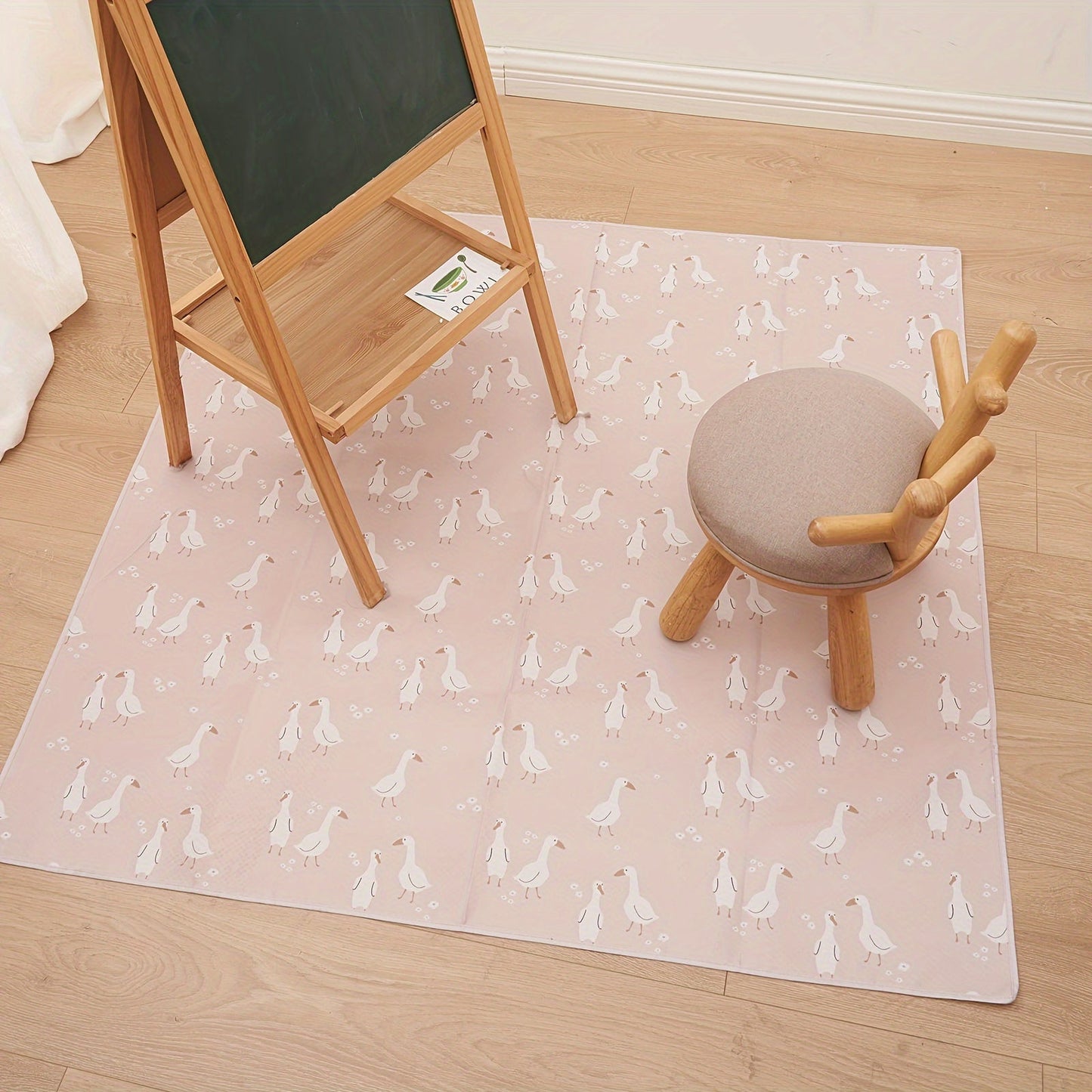 High Chair Mat for Kids, Waterproof and Washable - 129.54cm Square, Anti-Slip Floor Protector featuring Adorable Cartoon Design