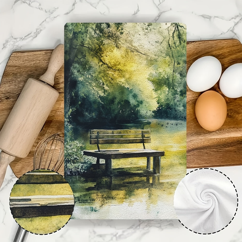 Set of 2 Kitchen Towels - Featuring the Serene Beauty of a Peaceful Garden, Luxuriously Soft and Absorbent Dish Hand Towels for Holiday Decorating, Easy to Clean in the Washing Machine, Size 16x24 Inches_ Item Code: 2KYSYS1218638