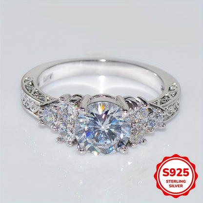 925 Sterling Silver Halo Ring with Sparkling Zirconia, Perfect for Engagements and Weddings, Ideal Gift for Women.