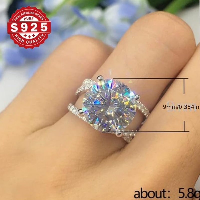 Stylish 925 Sterling Silver Engagement Ring adorned with Cubic Zirconia, Stunning Party Wedding Band, Ideal Romantic Valentine's Present, Versatile Fashion Accessory for Women of All Seasons