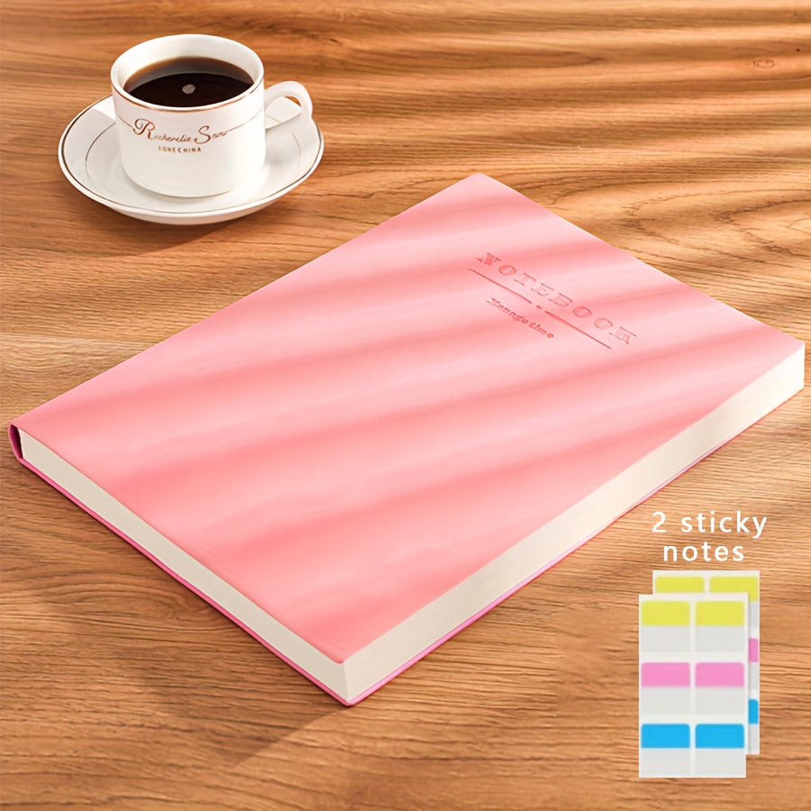 A5 360-page notebook with premium paper & soft cover, water-resistant, personalized, English text, includes sticky notes - great for school & office use