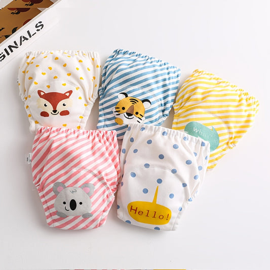 Cute Groundhog Print Coffee Stripe Kids Diaper - Reusable, Waterproof Training Pants for Kids with Absorbent Gauze