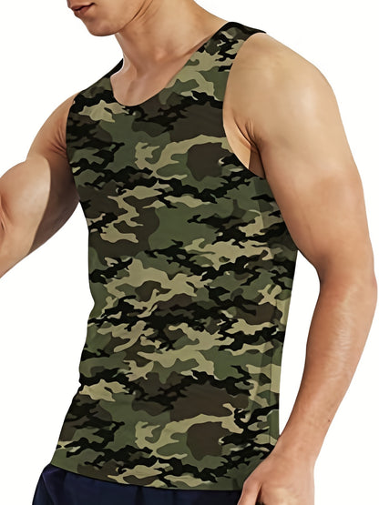 Men's camo tank top for bodybuilding and summer fashion, best-sellers for plus size men.