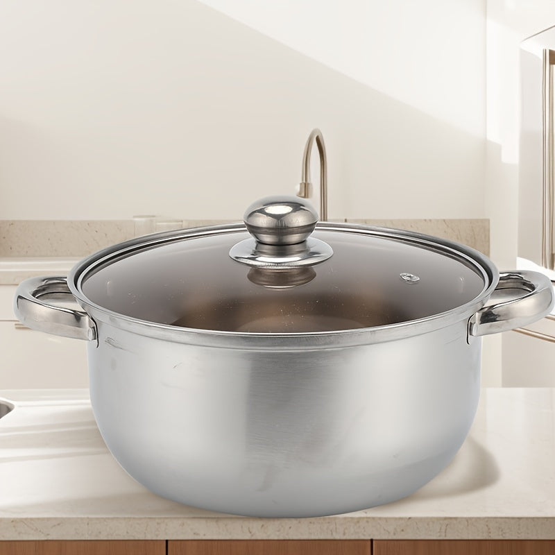 Durable Stainless Steel Stockpot - Seamlessly Leak-Proof, Generously Sized for Soups & Milk, Rapid Heating, Suitable for Induction Cooktops - Ideal for Both Home Cooks & Professional Chefs