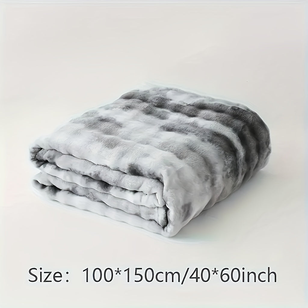 Soft and Cozy Gradient Bubble Fleece Throw Blanket made with Milk Velvet, Perfect for All Seasons. Versatile Nap Blanket for Office or Sofa, with Traditional Style and Machine Washable Polyester Non-Woven Fabric.