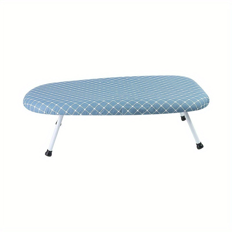 A sturdy ironing board with four foldable legs and a detachable fabric cover for reliable stability during ironing.