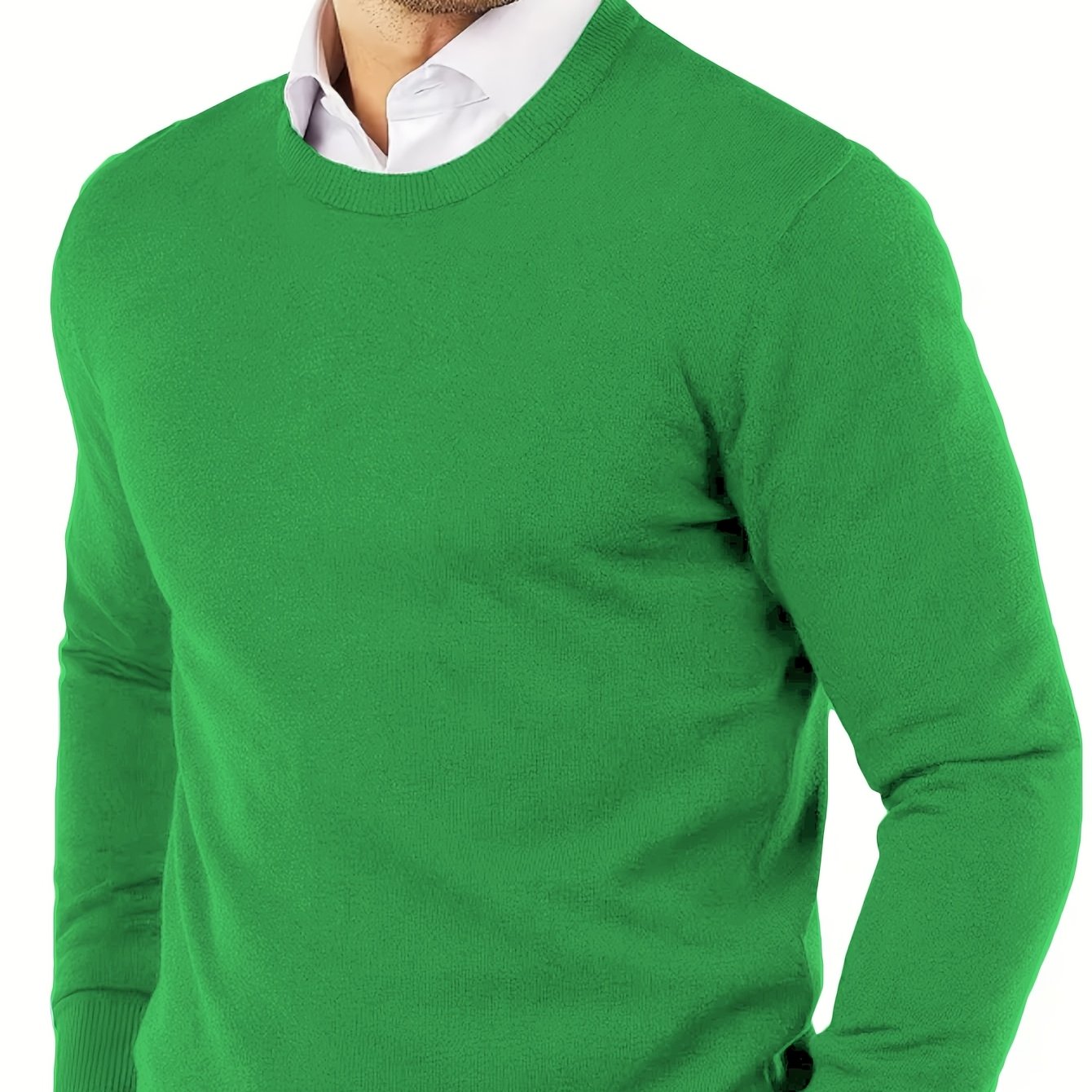 Men's premium solid color knit sweater, warm and comfortable with long sleeves. Ideal for fall/winter outdoor activities. Made with a rayon blend.