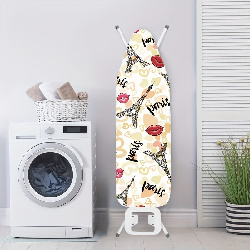 Elegant Eiffel Tower Print Ironing Board Cover, 38.1x137.16 cm, with Luxurious Padding, Elasticized Edge, Stain-Resistant Material - Ideal Birthday Present for Home and Kitchen Ironing Boards