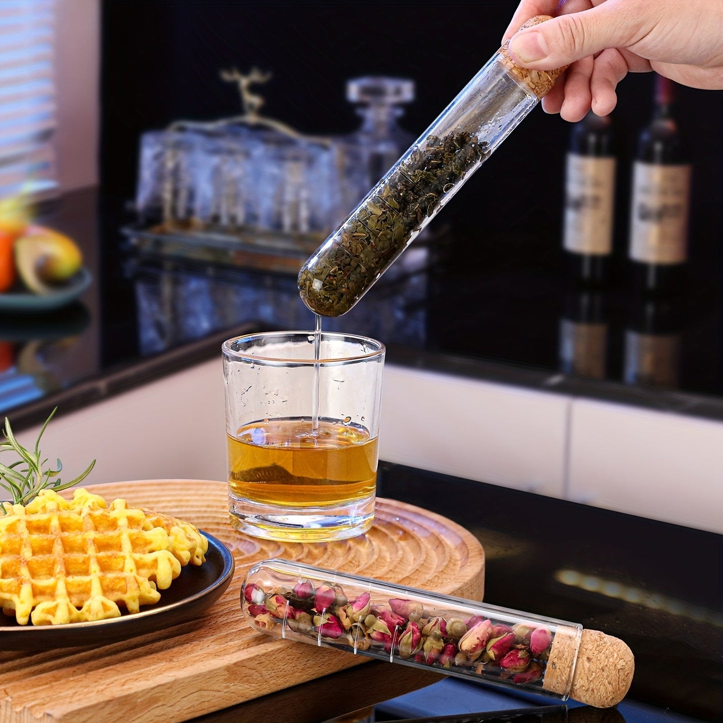 TEFILTER Creative Glass Test Tube - Reusable Transparent Tea Infuser with Leak Glass Tea Maker and Flower Tea Filter. Featuring a New Tea Filter Design!