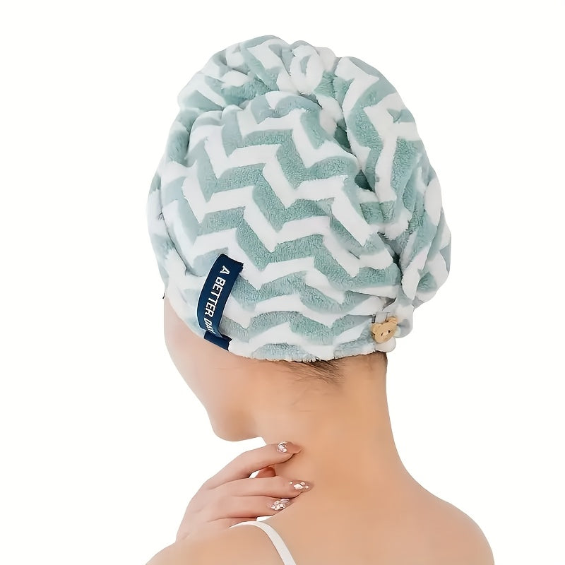 Ultra-soft hair towel wrap for women with quick dry and super absorbent features. Ideal for both long and short hair, with a modern geometric design - a bathroom essential.