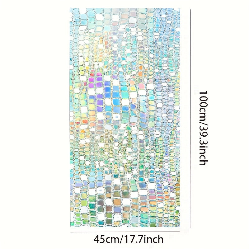 Decorate your home with the 1PC Privacy Window Film featuring a Stained Glass Rainbow design. This window cling provides privacy, blocks sunlight, and adds a 3D decorative touch to any room in your home. Perfect for bathrooms, living rooms, and more.