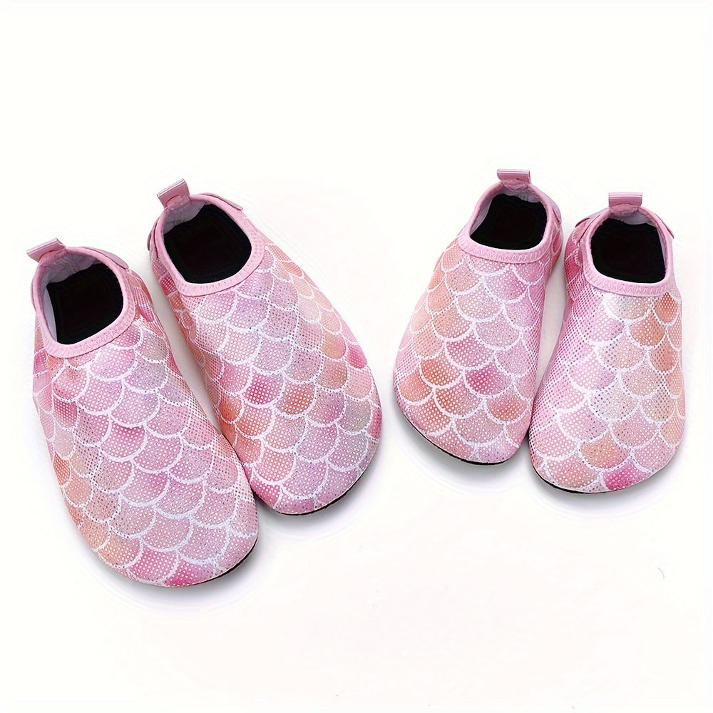 Girls' Mermaid Scale Aqua Socks - Slip-On Footwear for Beach, Pool & Outdoor Activities