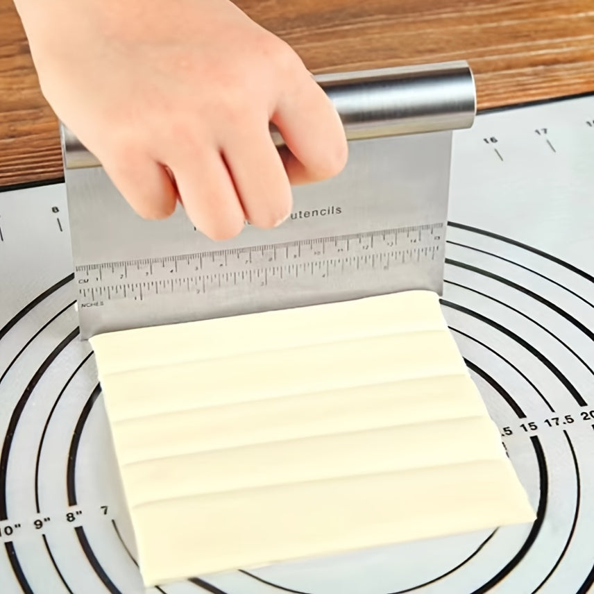 Essential Kitchen Tool: Versatile Stainless Steel Dough Scraper with Measurement - Perfect for Baking, Pizza Slicing, and Pastry Cutting