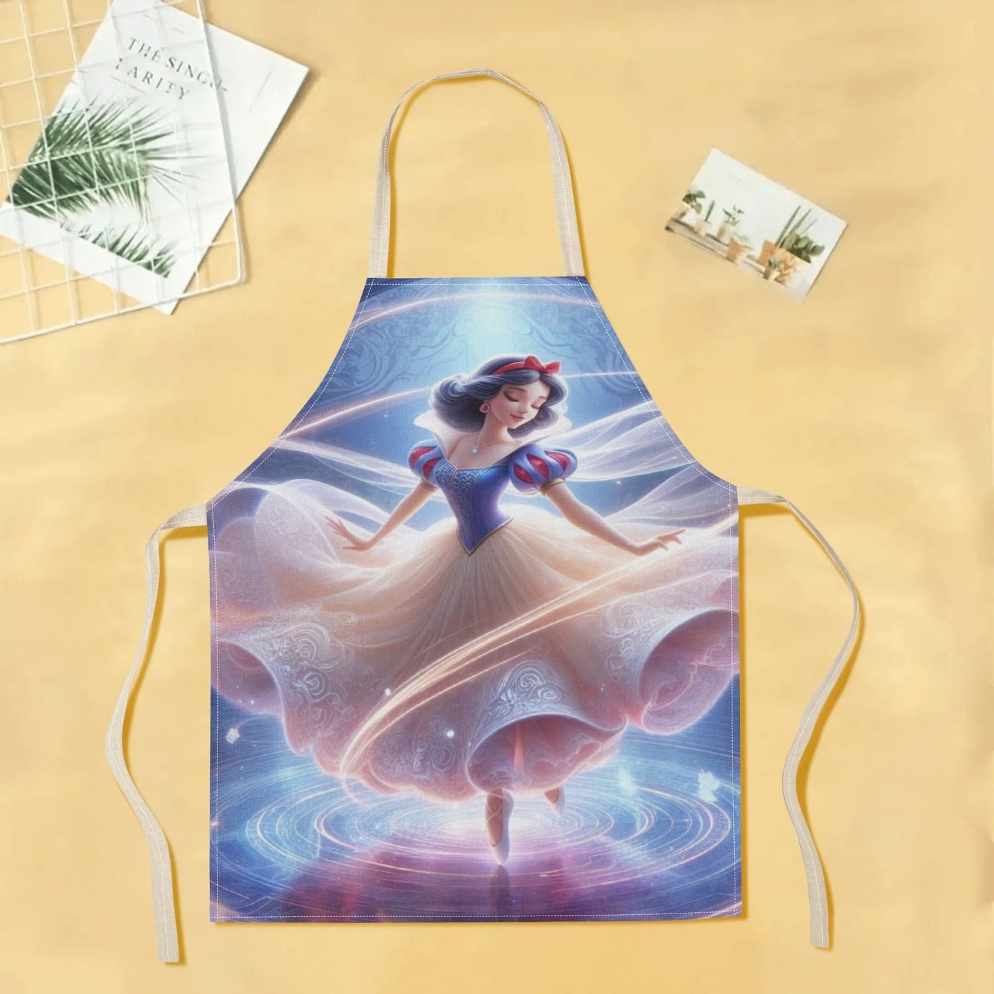 Shiny Polyester| Disney Cinderella Waterproof Apron - Enchanting Princess Pattern, Strong Polyester Material, Perfect for Home, Restaurants, Bakeries & Food Industry