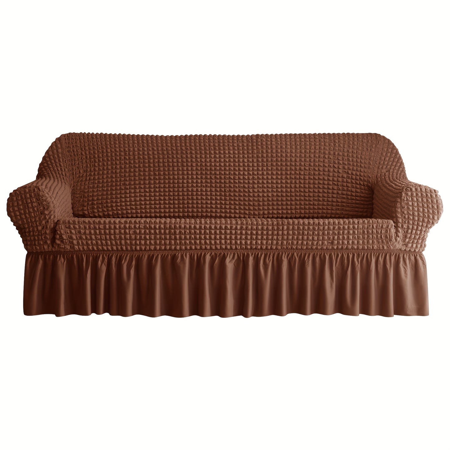 Seersucker sofa slipcover with skirt, non-slip, for home decor protection.