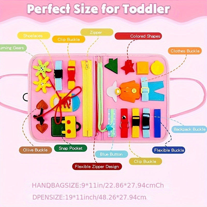 Interactive Educational Toy Board for Toddlers - Enhance Skills and Cognitive Development with this Single Layer Activity Book - Ideal Holiday Gift in Vibrant Pink/Blue