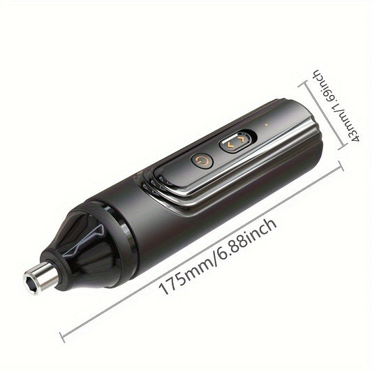 Mini cordless electric screwdriver with USB rechargeable lithium battery, accessories included, compact and portable.