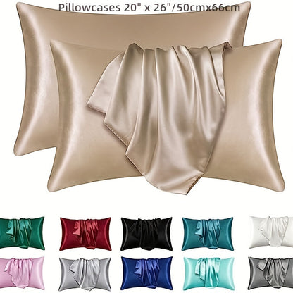 Set of 2 Polyester Pillowcases for Skin and Hair (Core Not Included) - Satin Pillowcases that are Soft, Breathable, Smooth, and Cooling for a Restful Night's Sleep