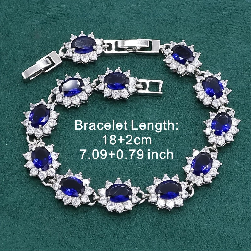 Classic Elegance Jewelry Collection for Women, Featuring 925 Silver Plating and Artificial Sapphire Stones, Ideal for Weddings, Parties, Birthdays, and Valentine's Day Presents