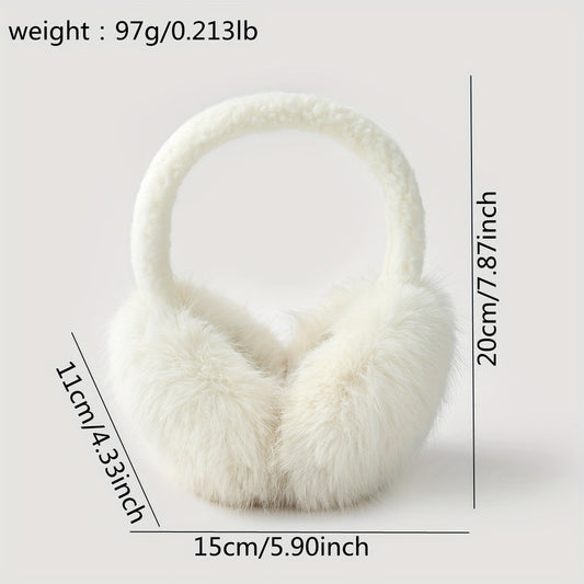 Soft, comfortable plush earmuffs in a simple solid color, perfect for keeping your ears warm and cozy during winter outdoor activities. These thick, windproof earmuffs are specifically designed for women to provide maximum warmth and comfort.