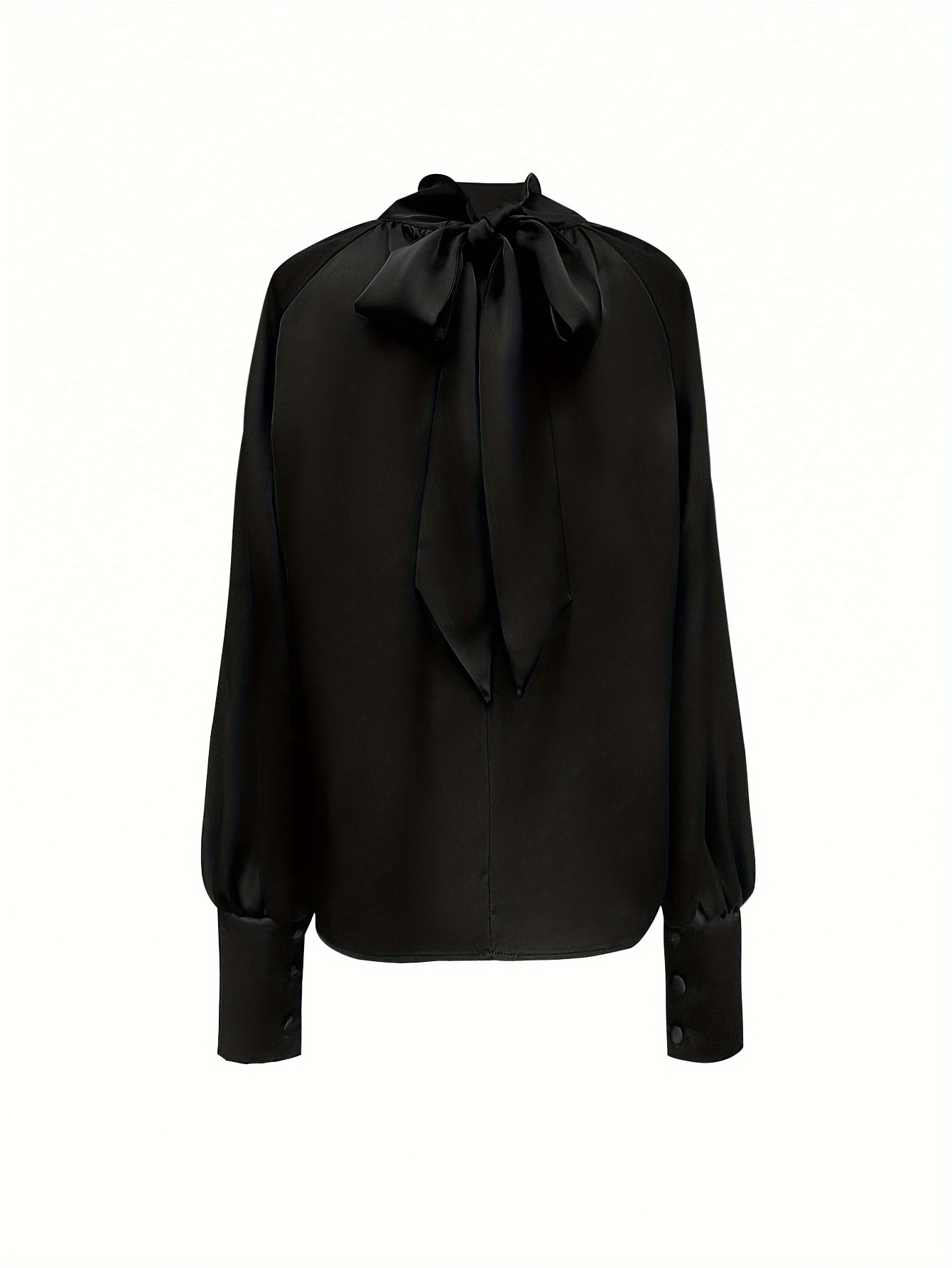 Solid color high neck blouse with tie back, perfect for a classy and chic look.