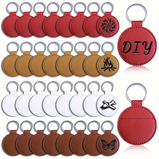 Set of 30/32 PU Leather Key Rings Designed for Men, Ideal for Personalized Laser Engraving on Backpack Keychains