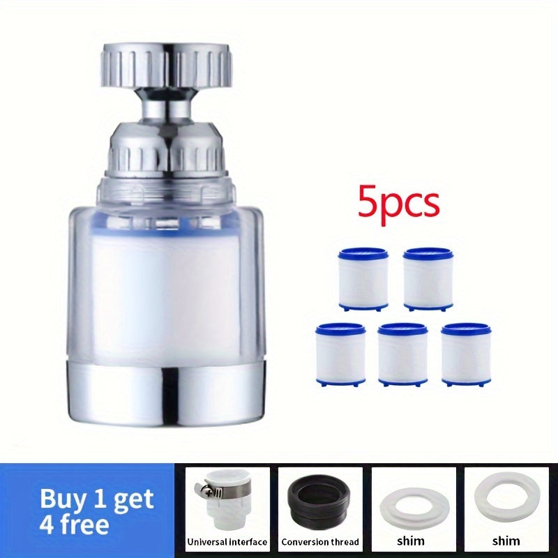 360 Degree Rotating Front Filter Faucet Filter for Bathroom and Kitchen Tap Water Purifier with Pressure Boosting and Splash-proof Faucet Shower