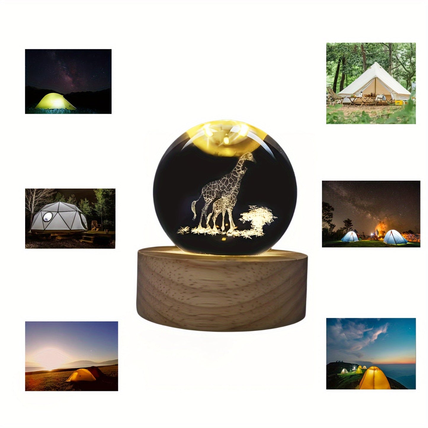 Crystal Ball Giraffe Night Light - 6cm USB-Powered LED Lamp for Bedroom & Desk Decor, Ideal Birthday or Holiday Present for Creative Minds