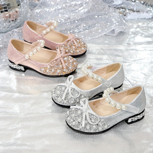 Summer Crystal Princess Shoes with Soft Soles for Little Girls and Toddlers.