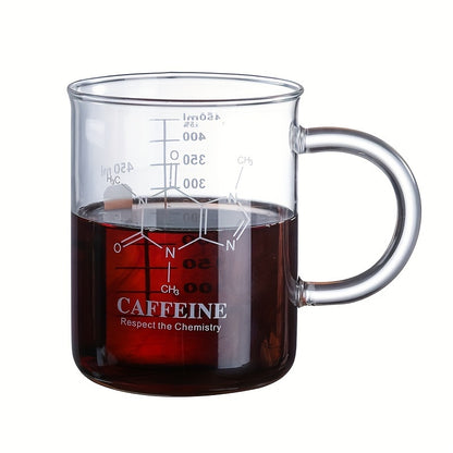 1pc Heat Resistant Glass Coffee Mug with Measurement Marks - 15.22oz Capacity - Ideal for Summer Drinks and Teacher Gifts