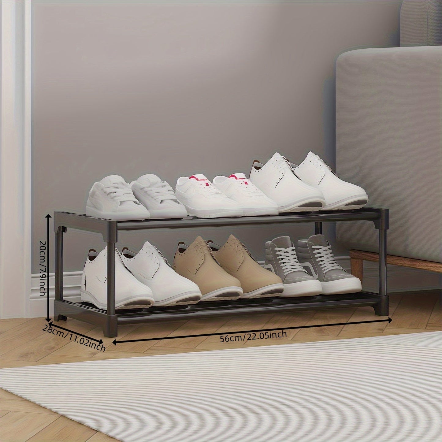 Durable 3-Tier Metal and Plastic Shoe Rack - Enhanced Strength and Stability, Simple to Assemble, Spacious Storage for Entryway and Living Room, Accommodates Different Shoe Styles, Shoe Organizer with Multiple Layers