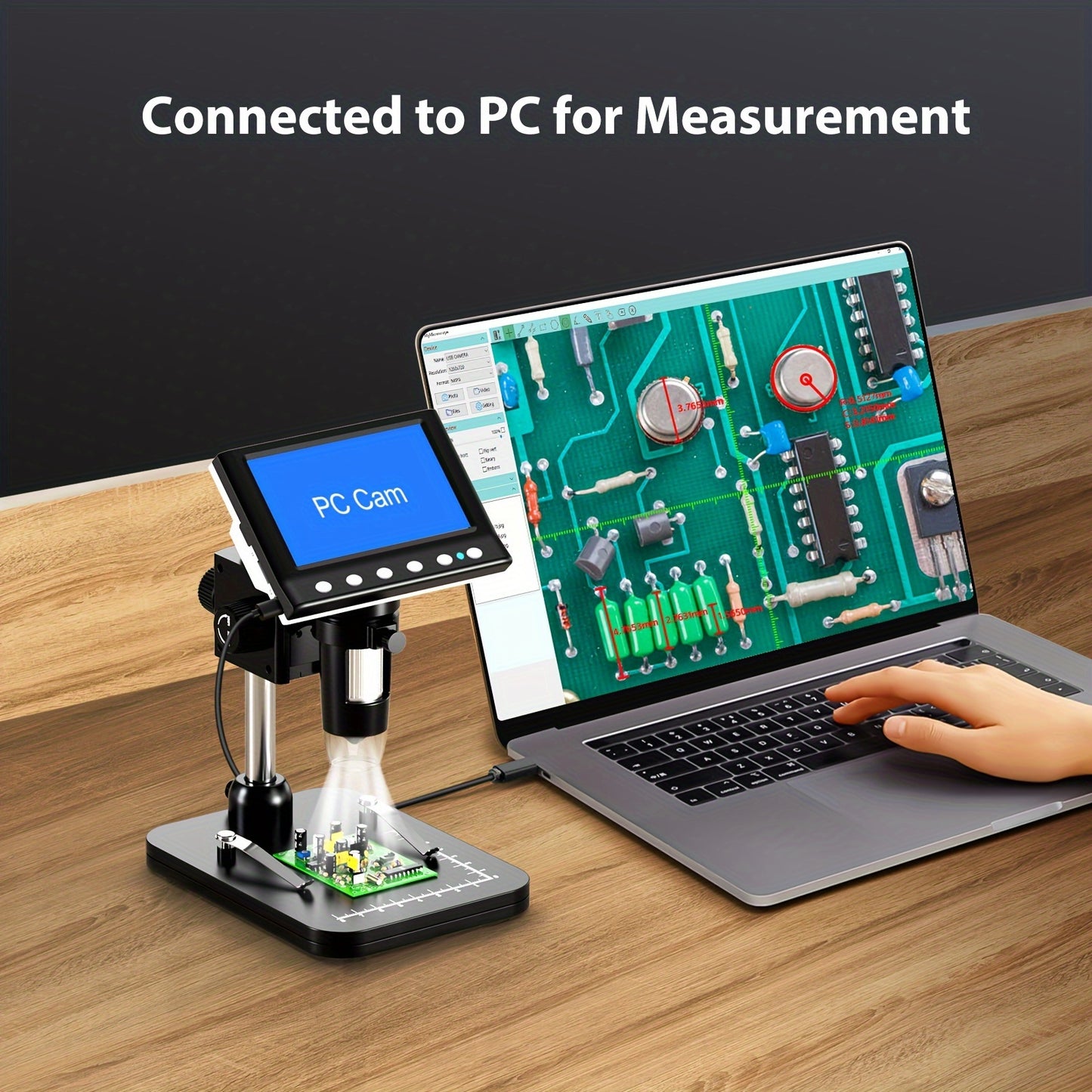 10.92cm Digital Microscope with 1000X HD 1080P resolution, 8 LEDs, and Windows compatibility for coin collection.