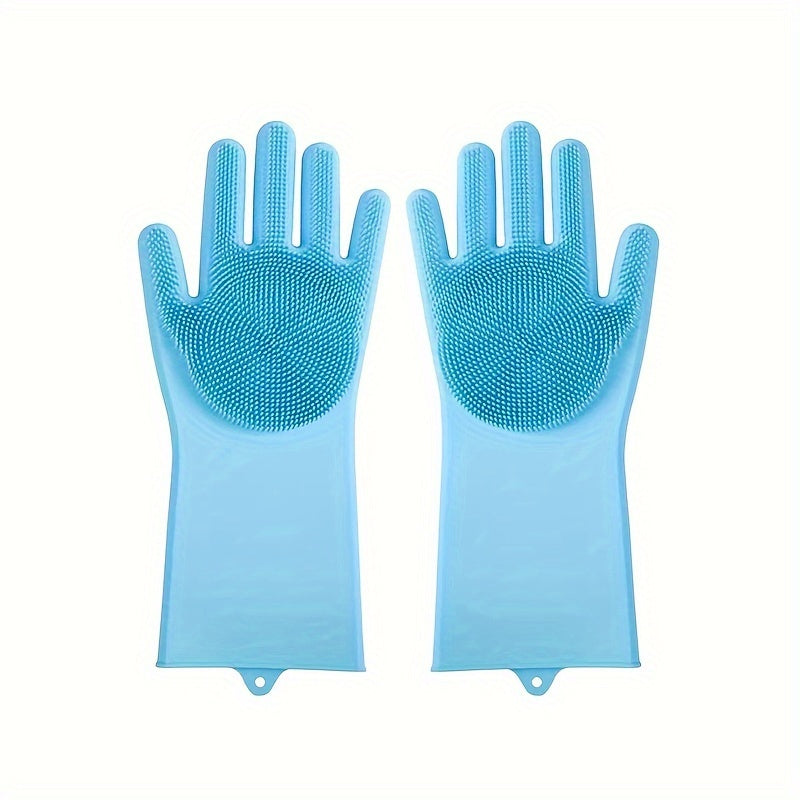 Waterproof, PVC-free Silicone Gloves for Kitchen Use - High Temperature Resistant, Perfect for Dishwashing, Washing Vegetables, and Bathing Pets